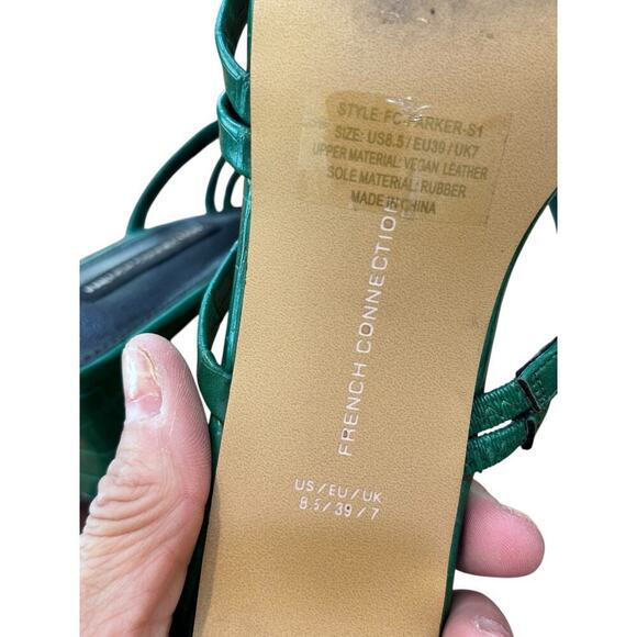 French Connection Women's Green Snake Parker Strappy Low Heel Sandals Size 8.5 - Picture 6 of 9
